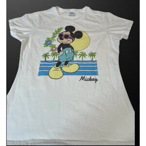 Mickey Mouse Sun Glasses Tropical TShirt Woman’s Medium Disney Vintage 80s Style